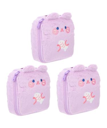 Healifty 3pcs Plush Storage Bag Women Travel Toiletry Bag Purse Storage Bag Purse Sets for Women Pouch Plush Bunny Makeup Bag Feminine Decorative Period Pouch Outdoor Towel Pouch