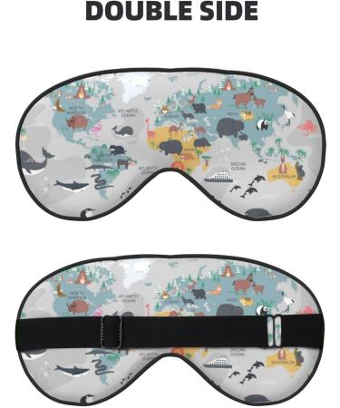 Cartoon Animals World Map Sleep Eye Mask - Soft Blindfold for Travel & Night Sleeping - Buy Online on GoSupps.com
