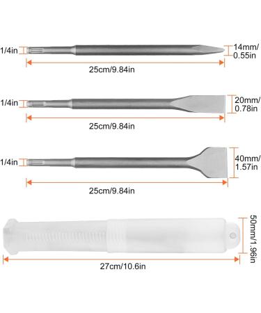 6-Piece SDS Plus Chisel Set for Rotary Hammer Drill - Concrete Drill Bit Set with Point, 20mm, and 40mm Flat Chisels - Buy Online on GoSupps.com