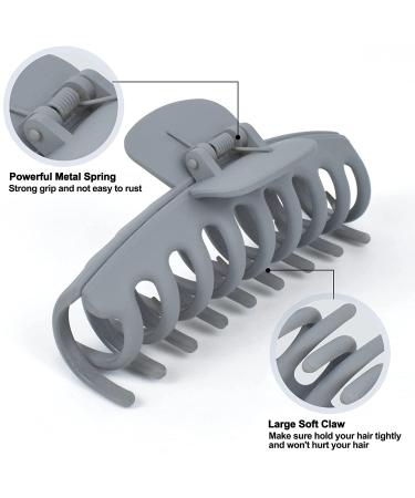 RCXY 6 Colors Large Hair Claw Clips 4.4 Inch - Matte Nonslip Big Claw Clips for Women Girls - Light Color Palette - Gray, Beige, Nude, Khaki, Coffee, Black - Buy Online on GoSupps.com