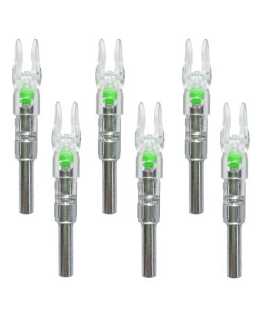 6PCS S Led Lighted Nocks for Arrows with .244"/6.2mm Inside Diameter,Screwdriver Included Green