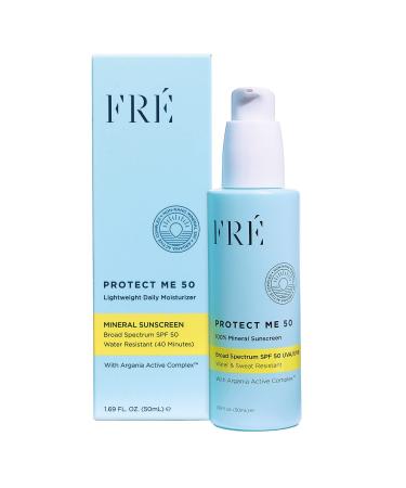 Mineral Face Sunscreen with Non-Nano Zinc Oxide SPF 50  PROTECT ME 50 by FRE Skincare - Reef Safe  Water-Resistant  No White Cast  Facial Moisturizing Cream - Non-Comedogenic & Ophthalmologist Tested
