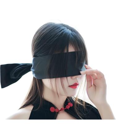 Black Satin Sleep Mask Eyeshade with Slim Ribbon - Perfect for Cosplay and Stage Shows - Buy Online on GoSupps.com