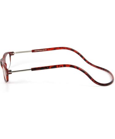 TBOC Reading Glasses +4.00 Dioptria - Brown Tortoise Frame Foldable Magnetic Closure | Presbyopia Aid for Men & Women - Buy Online on GoSupps.com