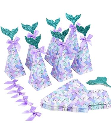Mermaid Party Pre Filled Sweet Cones - 10 sweet cones (55g) plus 10 flat packed mermaid cones & bows - Buy Online on GoSupps.com