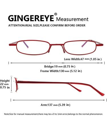 GINGEREYE Blue Light Blocking Reading Glasses 2 Pack for Women +1.50 Diopters - Compact Slim Design with Pen Clip Case - Red & Gunmetal - Buy Online on GoSupps.com