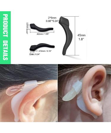 Ingjia 12 Pairs Universal Ear Bracket Hooks - Silicone Anti-Slip Glasses Holders for Sunglasses & Safety Glasses - Black & Transparent - Buy Online on GoSupps.com