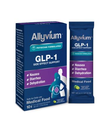 Allyvium Nausea & Diarrhea GLP-1 Side Effect Support 10 Single Serving Stick Packs 10 Count
