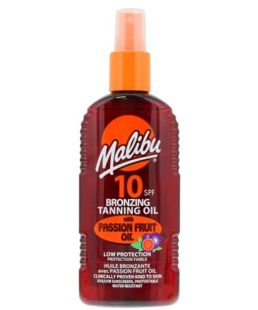 Malibu Sun SPF 10 Bronzing Tanning Oil Spray with Passion Fruit Oil Medium Protection Water Resistant 200ml