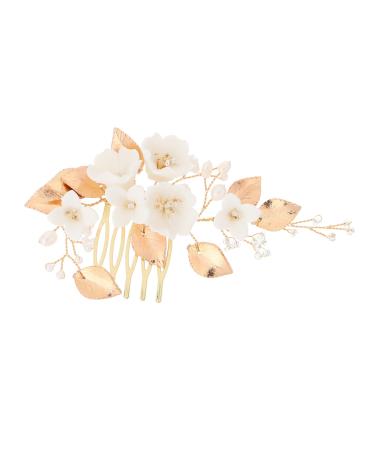 Ipetboom 1pc White Bridal Comb Bride Hair Comb White Hair Clip Bride Headpiece Women Hair Comb Flower Rhinestone Hair Clips Rhinestone Pearl Hair Clips Accessories Ceramics Wedding Women's
