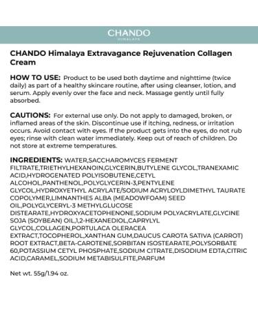 CHANDO HIMALAYA Extravagance Rejuvenation Collagen Cream (55g/1.94oz) - Collagen Anti Aging Face Cream Moisturizer for Boosts Skin Renewal and Collagen Replenishment - Buy Online on GoSupps.com