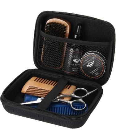 Beard Trimming Kit Mustache Care Set Beard Grooming Kit for men 7 pieces beard oil + balm + beard scissors + beard brush + beard comb + toiletry bag The Premium Men's beard care set ideal as a gift - Buy Online on GoSupps.com