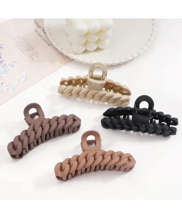 JOYOYO 4 Pcs Natural Colors Hair Claw Clips for Women - Strong Hold Non-slip Hair Claws with Comb Teeth - Large Size 4 Inch Chain - Buy Online on GoSupps.com