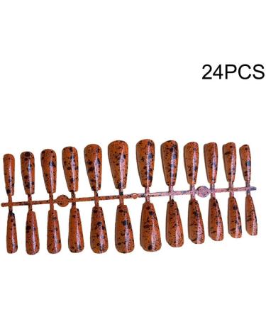 dijiusidy 24 Pieces Nails T Shape Extra Long Full Wrap False Nail Tips Women Decor Fingernail Supply Manicure Accessory orange print - Buy Online on GoSupps.com