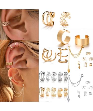 Gold Silver Hair Cuffs Dreadlock Clips Set - 24 Pcs Hair Jewelry Charms for Women Men | Non-Piercing Ear Clip Styling Tools & Accessories - Buy Online on GoSupps.com