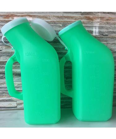 YUMSUM Portable Urinals for Men - 2 Pack, 1200ml/34 Ounce - Ideal for Hospital, Camping, Travel, and Home Use - Green - Buy Online on GoSupps.com