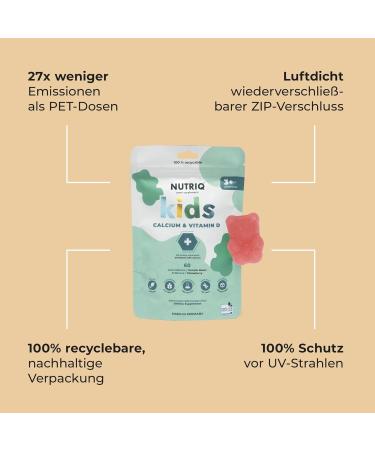 High-Dose Vegan Calcium & Vitamin D Gummies for Kids - 60 Sugar-Free Rubber Bears - Monthly Supply - Buy Online on GoSupps.com