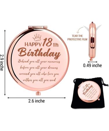 LRUIOMVE 18th Birthday Rose Gold Compact Mirror for Girls - Perfect Gift for Sister, Daughter, Niece - Inspirational Graduation Present for 18 Year Old Girl - Buy Online on GoSupps.com