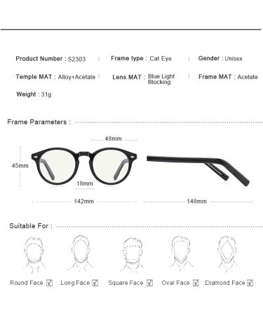 KDOQ Retro Oval Blue Light Blocking Glasses | Anti-Blue Ray Round Glasses for Men & Women - Black - Buy Online on GoSupps.com