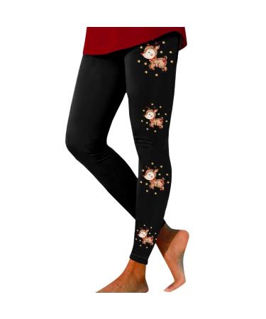 Leggings Women Winter Christmas Elch Printing Showing Sport Yoga Posit Slim Fit High Taille Long Fitness Pants Tights Elastic Christmas Pressure Pantyhose Leisure Pants Streetwear winter pants 36 Black