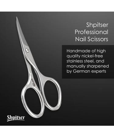 Shpitser German Stainless Steel Manicure and Pedicure Nail Scissors - Handmade in Solingen, Germany - Leather Case Included (Black) - Buy Online on GoSupps.com