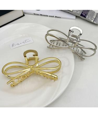 2 PACK Large Bowknot Shark Hair Clips for Women - Stylish Hair Accessories for Thick Hair - Claw Clips for Women and Girls - Buy Online on GoSupps.com