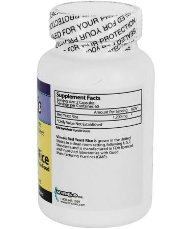 Vinco's - 100% Natural Red Yeast Rice - 120 Vegetarian Capsules - Buy Online on GoSupps.com