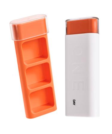 KENWINN ONE Day Pill Box - Medicine Organizer for Daily Prescriptions Vitamins & Supplements (White/Orange)