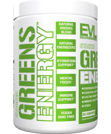 EVL Super Greens Energy Drink Powder - Vegan Superfood Mix for Energy, Focus, and Immunity - Spirulina, Chlorella, Wheat Grass, Caffeine - 30 Servings - Buy Online on GoSupps.com