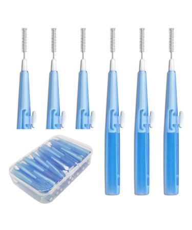 Skhaovs 35 pieces interdental brushes push-pull interdental cleaner 0.7 mm retractable interdental brush dental floss tooth cleaning tools for clean oral hygiene cleaning of braces (blue)