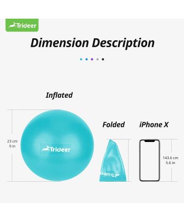 Trideer 9 Inch Pilates Ball - Small Exercise Ball for Core Training & Physical Therapy - Yoga Barre Ball for Balance & Stability - Includes Exercise Guide - Turkis - Buy Online on GoSupps.com