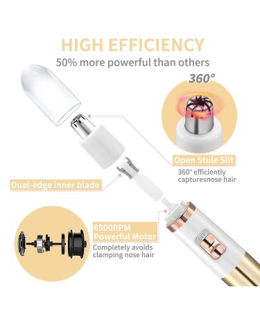 Professional Dual Edge Nose and Ear Hair Trimmer for Women and Men - Painless Stainless Steel Blade, Waterproof, Mute Motor - Buy Online on GoSupps.com
