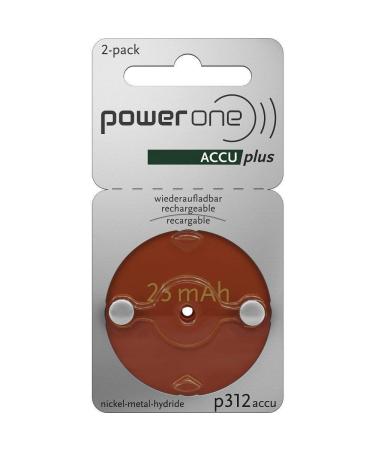 Power One ACCU Plus Size 312 Rechargeable 2 Count (Pack of 1)