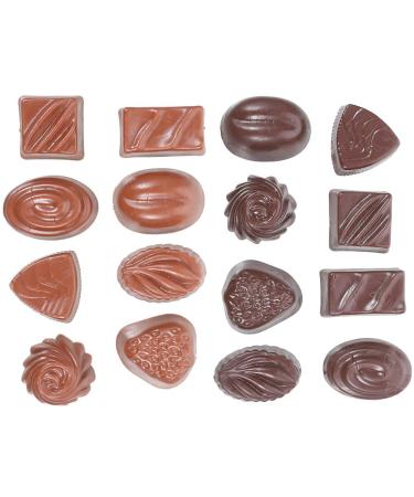 SEWACC Fake Chocolate 16pcs Simulation Chocolate Bulk Cookies Small Chocolate Model Simulated Chocolate Model Desktop 3D Assorted Color 3.9X2.8cm