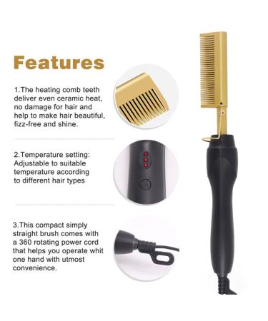Heat Hot Ceramic Electric Hair Straightener & Curler Comb for Natural Hair & Beards - International Shipping - Buy Online on GoSupps.com