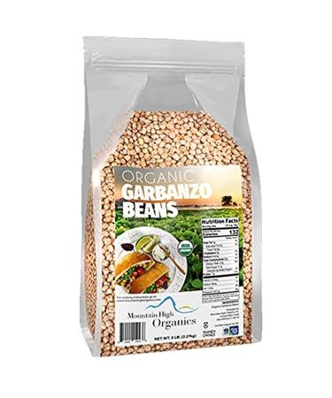 Mountain High Organics Certified Organic Garbanzo Beans, 5 lb. Bag, Nutty Taste, bulk