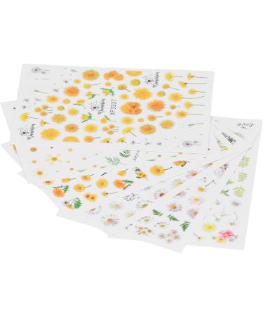 6 Sheets Nail Art Stickers Nail DIY Stickers Easy To Disassemble Self Adhesive Design Environmentally Friendly Material Sunflower Daisy Pattern Nail Art Decals Nail Glue - Buy Online on GoSupps.com