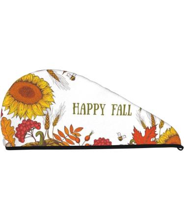 Happy Fall Pumpkin Autumn Sunflower Microfiber Hair Towel - Soft Super Absorbent Coral Velvet Quick Dry Cap for Long Curly Thick Hair - Buy Online on GoSupps.com