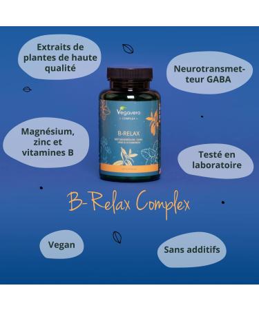 Relaxation Complex | Valerian and Lemon Balm Extracts | With GABA B Vitamins Magnesium and Zinc | No Additives | Anti Stress + Relaxation | 120 Capsules | Vegan | Vegavero  - Buy Online on GoSupps.com