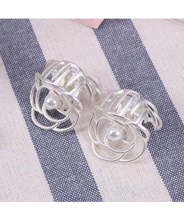 Lurrose 2pcs Pearls Hair Claw Clip - Small Metal Stylish Hair Barrettes for Women (Silver) - Buy Online on GoSupps.com