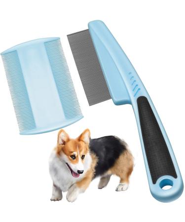Flea Comb 2Pcs Flea Comb for Cat Dog Fine Teeth Lice Combs Metal Head Comb Tear Stain Remover Combs Pet Grooming Comb for Dogs Cats Small Pets