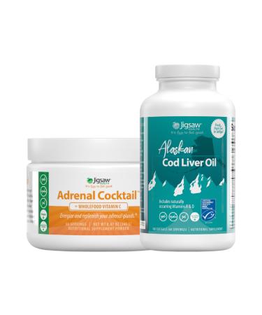 Jigsaw Health Bundle | Adrenal Cocktail 60 Servings (Jar) and Alaskan Cod Liver Oil 180 Softgels