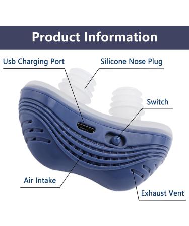 Electric Anti Snoring Device | Adjustable Speed | Comfortable Sleep Aid | Blue Silicone Air Purifier | Size 6.5x4x2.5cm - Buy Online on GoSupps.com