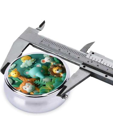Cartoon Animal Jungle Portable Metal Pill Box - Mini 3-Compartment Travel Organizer for Small Pills - Hinged Design - Ideal for Travel Black - Buy Online on GoSupps.com