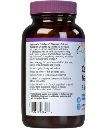 Bluebonnet Nutrition Calcium Magnesium + Vitamin D3 Earthsweet Chewables - 90 Vanilla Tablets - Buy Online on GoSupps.com