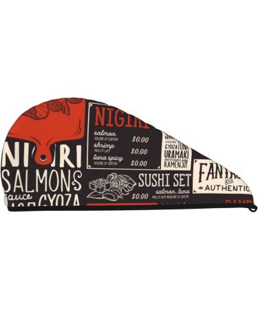 Super Absorbent Sushi Menu Microfiber Hair Towel Wrap - Quick Dry Coral Velvet for Long Curly & Thick Hair | International Shipping - Buy Online on GoSupps.com