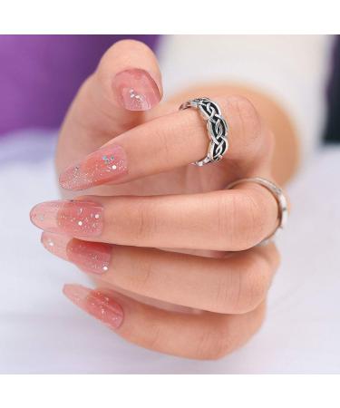 Sethexy Shiny Oval False Nails - Long Nude Pink Sparkle 24pcs Acrylic Art Fingernails for Women & Girls - International Shipping Available - Buy Online on GoSupps.com