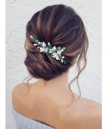 IYOU Green Bridal Hair Combs | Crystal Wedding & Prom Accessories for Women - Buy Online on GoSupps.com