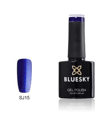 Bluesky Gel Nail Polish Crystal Royal Sparkly Sj15 Dark Blue Glitter Long Lasting Chip Resistant 10 ml (Requires Curing Under UV LED Lamp)