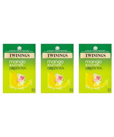 (3 PACK) - Twinings - Green Tea Mango & Lychee | 20 Bag | 3 PACK BUNDLE